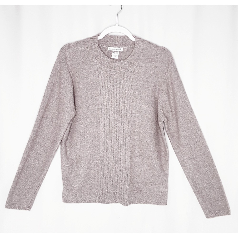 💎Hasting & Smith Sweater Mock Neck Brown & Cream Heather Size Large